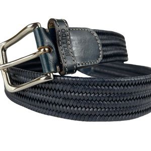 Miguel Bellido Sport Braided Quality Genuine Leather Mens Belt Spain Navy Blue